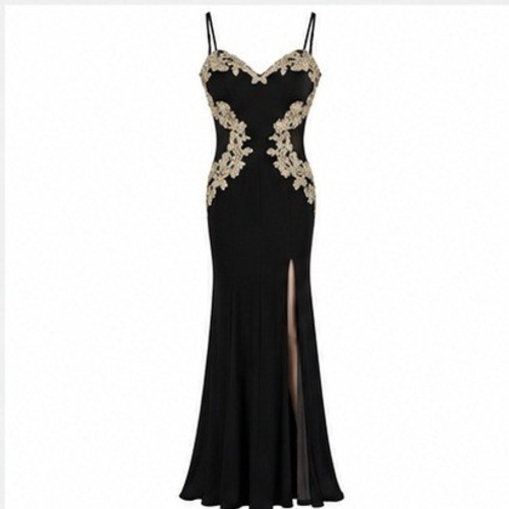 B Darlin Gown Sz 3/4 Vintage 90's Hourglass Lace Rhinestone Mesh Y2K Glam Dress